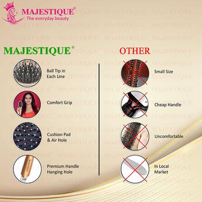 Majestique Golden Oval Cushion Detangling Brush, Friendly Detangling Brush Ultra-Soft Tipped Nylon 1's - Straighteners
