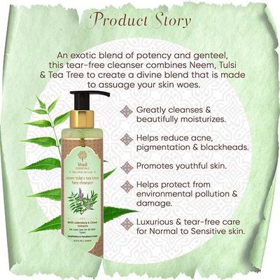 Khadi Essentials Neem Tulsi Tea Tree Face Wash with Calendula for Anti Acne Oil Control 200 ml - Face Wash & Cleansers