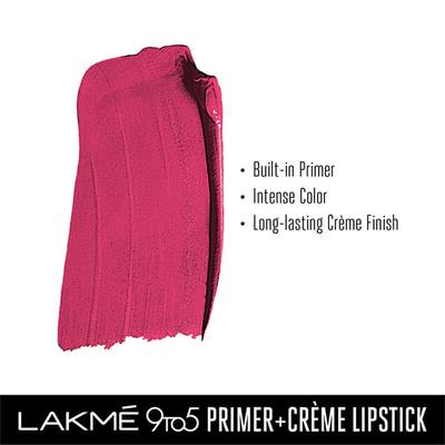 Lakme 9To5 Primer + Creme Lip Color Pink Shock Cp6 3.6 Gm - Lipsticks