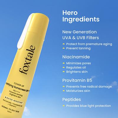 Foxtale SPF 70 Gel-Cream Sunscreen for Oily Skin with PA ++++ & Niacinamide 50ml - Face Sunscreen