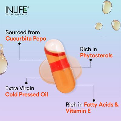INLIFE Extra Virgin Cold Pressed Pumpkin Seed Oil 320mg Veg Capsules 60's - Omega Fish Oil Fatty Acids