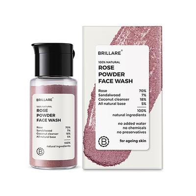Brillare Rose Powder Face Wash for Younger Looking Skin 15gm - Face Wash & Cleansers