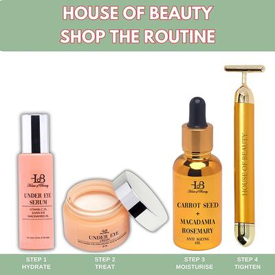 House of Beauty 24K Face Massager Kit For Undereye Puffiness, Dark Circles,Face Tightening (3Pc) 1's - Massagers