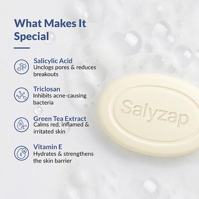 Fixderma Salyzap Soap with Salicylic Acid, Tea Tree Oil & Vitamin E, Acne Soap for Oily Skin 75 gm - Soaps