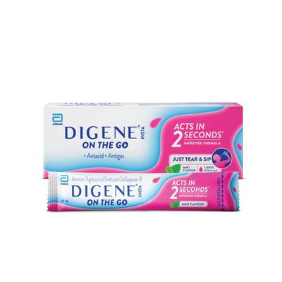 Digene Insta On The Go Liquid - Mint Flavour (Pack of 5 x 10ml) - Acidity