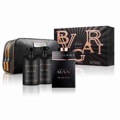Bvlgari Man In Black EDP Gift Set (EDP100ml + SG100ml + After Shave Balm 75ml + POUCH) 275 ml - Perfumes (Edt/Edp)