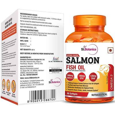 St.Botanica Enteric Coated Salmon Fish Oil Omega 3 Softgel 60's - Omega Fish Oil Fatty Acids