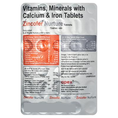 Zincofer Nurture Tablet 30'S - Iron Supplement/Anaemia-Vma