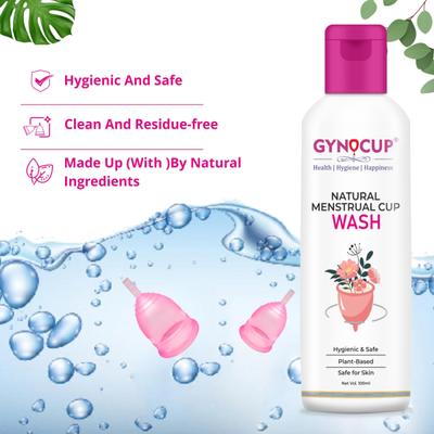 GynoCup Reusable Menstrual Cup - Medium + Natural Intimate GynoWipe 10's + Natural Menstrual Cup Wash Liquid 100 ml - Menstrual Cups
