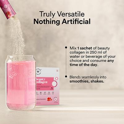 Wellbeing Nutrition Beauty Korean Marine Collagen, Type 1 and 3 Peptides, Hyaluronic Acid, Astaxanthin, Biotin, Vit C - 6 Sachets 60 gm - Multi-Vitamins