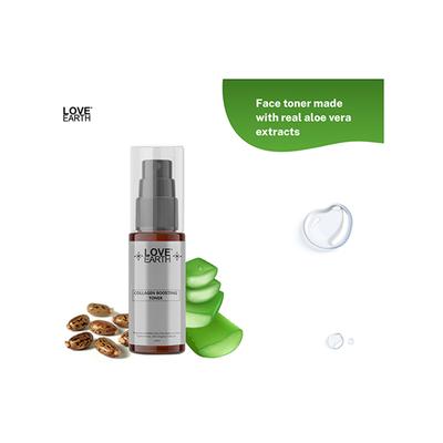 Love Earth Collagen Boosting Toner with Aloe Vera Extracts And Glycerin for Scar Reduction,Fine Lines & Ageing 100 ml - Toners
