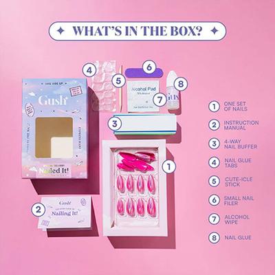 Gush Beauty Nailed It Reusable Luxury Press On Nails With Application Kit Pastels - Medium Almond 1's - Nail Art