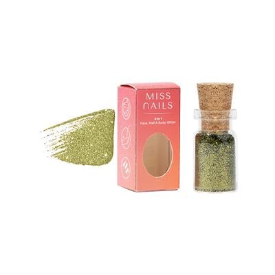 Miss Nails 3 In 1 Glitter Olive Lover 8 5 gm - Nail Polish
