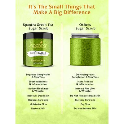 Spantra Green Tea Sugar Scrub 125 gm - Scrubs & Exfoliants