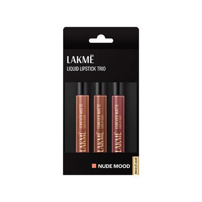 Lakme Liquid Lipstick Trio- Nude Moods, Forever Matte, Light-Weight 3's - Liquid Lipsticks