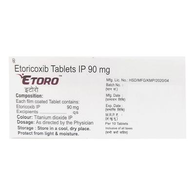 ETORO 90mg Tablet 10's - Pain relief-Nsa