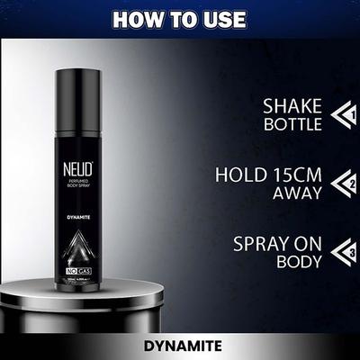 NEUD Dynamite Perfumed Body Spray for Men, No Gas Deodorant with Long-Lasting Fragrance 120 ml - Men Perfumes (Edt/Edp)