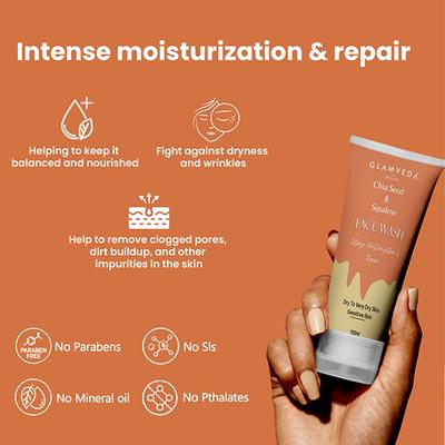 Glamveda Chia Seeds & Squalene Nourishing Face WashFor Nourishing & Delay'S Signs Of Aging 100 ml - Face Wash & Cleansers