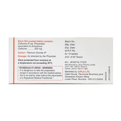 Cefix 200mg Tablet 10'S - Bacterial Infections-Cep