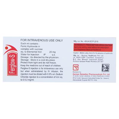 FERGLOW S 100 Injection 5ml - Iron Supplement/Anaemia-Vma