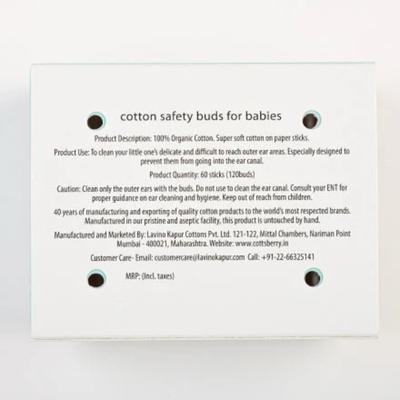 Cottsberry Organic Cotton Safety Buds For Babies 60's - Cotton Buds & Balls
