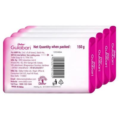 Dabur Gulabari Pure Rose Extract Soap (Pack Of 3 X 150 g) 450 g - Soaps