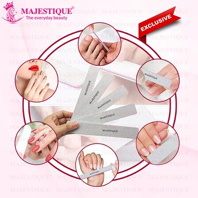 Majestique Flat Nail File Double Sides for Perfectly Shaped and Smooth Nails - Color May Vary 1's - Manicure & Pedicure Kits