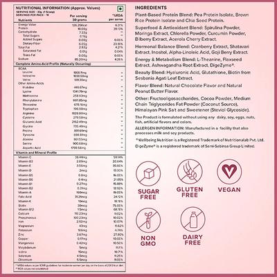 Wellbeing Nutrition Her Superfood Plant Protein Powder Chocolate Peanut Butter 500 g - Nutritional Bars