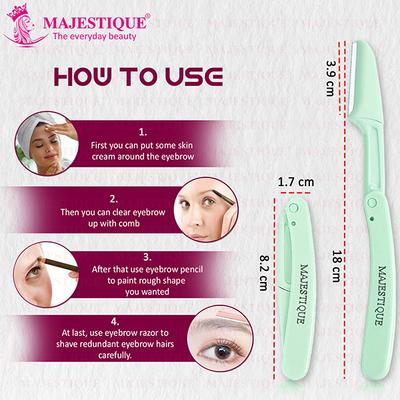 Majestique Foldable and Reusable Facial Hair Razor for Face, Eyebrows, Upper Lip - Multicolor 1's - Cleansing Brushes