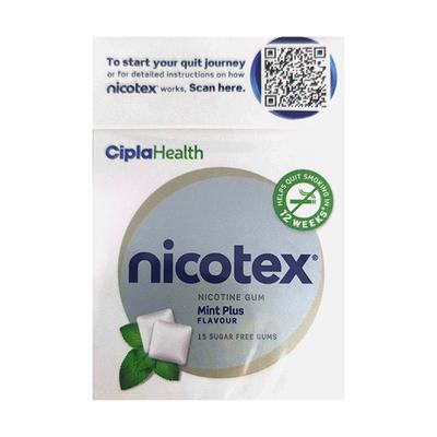 NICOTEX 4MG SUGAR FREE MINT PLUS FLAVOUR Gum 15's - Smoking cessation