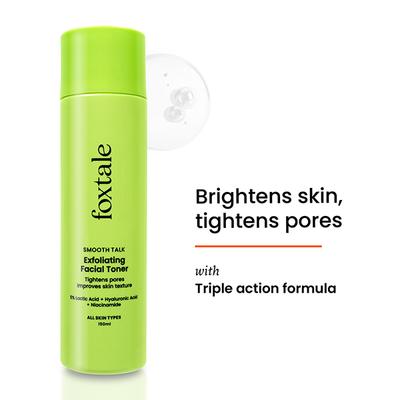 Foxtale Smooth Talk Exfoliating Facial Toner 5% Lactic Acid + Hyaluronic Acid + Niacinamide 150 ml - Face Mists
