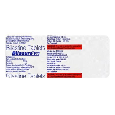 BILASURE 20mg Tablet 10's - Allergies-Ant