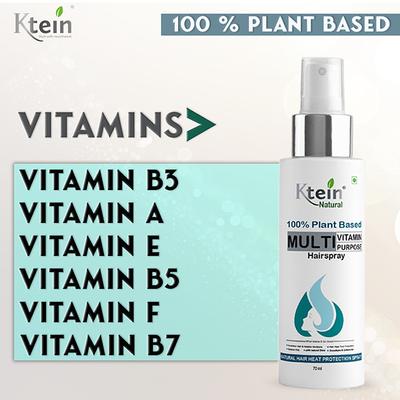 Ktein Natural 100% Plant Based Multi Vitamin Purpose with Deep Nourishment Hairspray for Hair Heat Protection Frizz Free Hair 70 ml - Hair Sprays & Mists