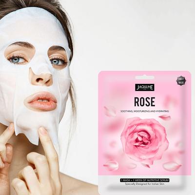 Jaquline USA Rose Soothing,Moisturizing And Hydrating Sheet Mask 25 ml serum 1's - Sheet Masks