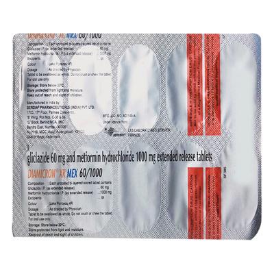 DIAMICRON XR MEX 60/1000 Tablet 10's - Diabetes-Ant
