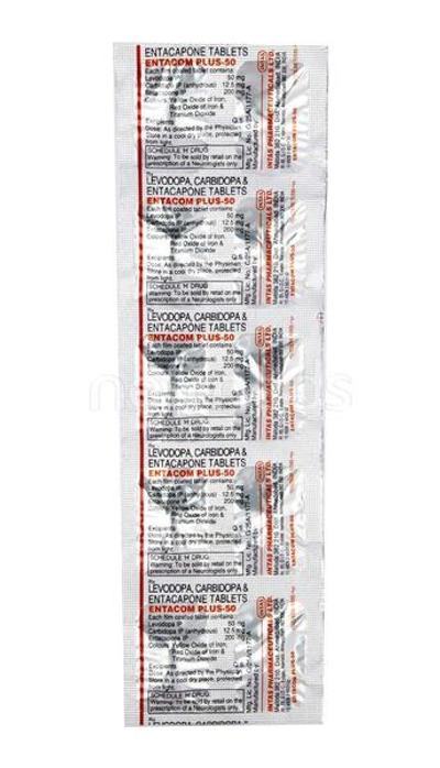 Entacom Plus 50mg Tablet 10'S - Parkinsonism-Apd