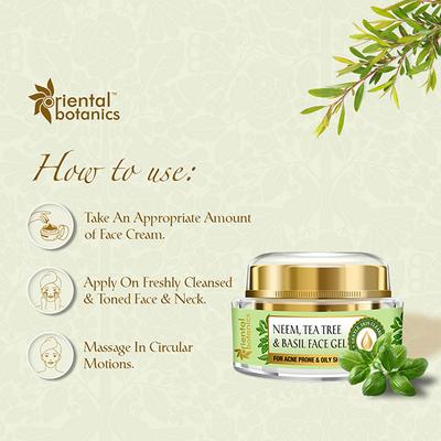 Oriental Botanics Neem, Tea Tree and Basil Face Gel 50 gm - Face Gels