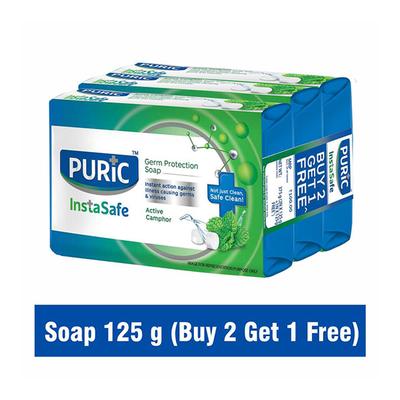 Puric InstaSafe Germ Protection Soap - Active Camphor (Buy 2 Get 1 Free) - Soaps