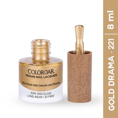 Colorbar Vegan Nail Lacquer-Gold Drama-221 8 ml - Nail Polish
