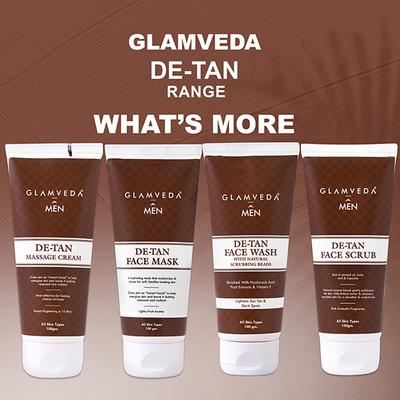Glamveda Men De Tan Face Wash With Natural Scrubbing BeadsFor Brightens Skin & Glow Booster 100 gm - Face Wash & Cleansers