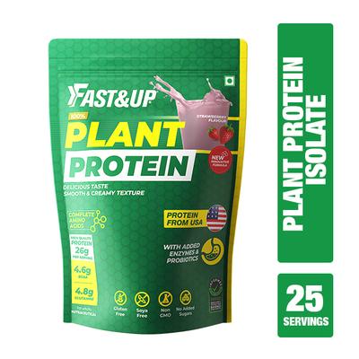 Fast&Up Plant Protein Powder - Strawberry Blast Flavour 900gm - Protein Drink
