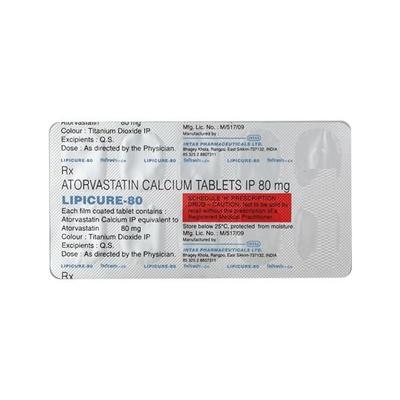 Lipicure 80mg Tablet 10'S - High Cholesterol-Dys
