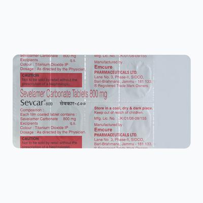 Sevcar 800mg Tablet 10'S - Kidney Disease/Stones-Oth