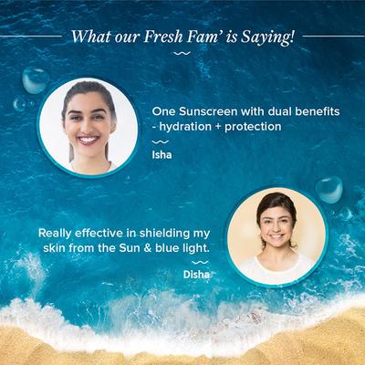 Aqualogica Hydrate Plus Dewy Sunscreen Coconut Water & Hyaluronic Acid Hydrate + Nourish SPF 50+ PA+++ UVA/UVB 50gm - Face Sunscreen