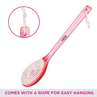 Vega New Luxury Bristle Bath Brush for Gentle Body Massage, Pink (BA-1/3) 170 gm - Body Scrubbers & Brushes