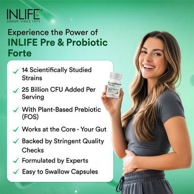 Inlife Pre & Probiotic Forte Veg Capsule 60's - Digestive Health