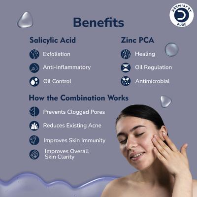 Dermistry Pure Acne 2% Salicylic Acid 2% Zinc PCA Face Serum 30 ml - Face Serum