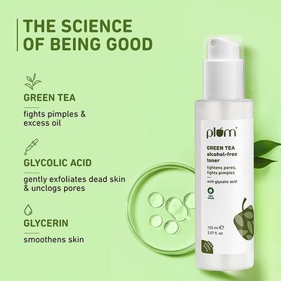 Plum Green Tea Alcohol-Free Face Toner for Oily, Acne-Prone Skin Glycolic Acid Fights Pimples 150 ml - Toners