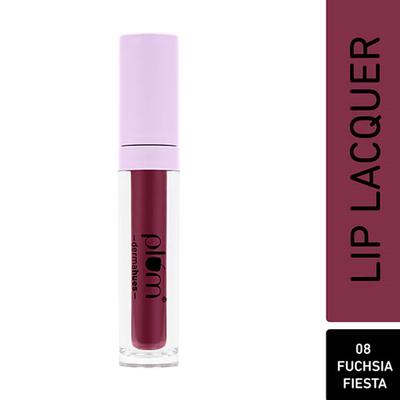 Plum Glassy Glaze Lip Lacquer 3-In-1 Lipstick + Lip Balm + Gloss 08 Fuchsia Fiesta 4.5 ml - Liquid Lipsticks