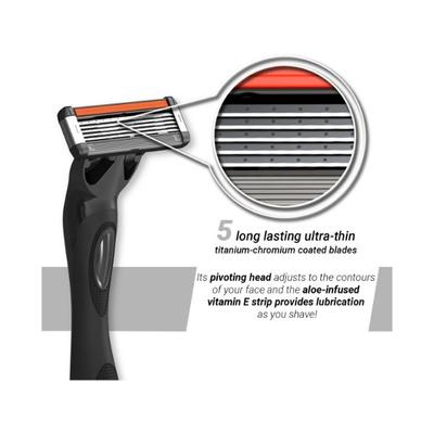 Zlade Hyperglide 5 Lubricating Strip with Aloe Vera Titanium and Cromium Coated Flexible Blades Shaving Razor for Men 1's - Razors & Cartridges